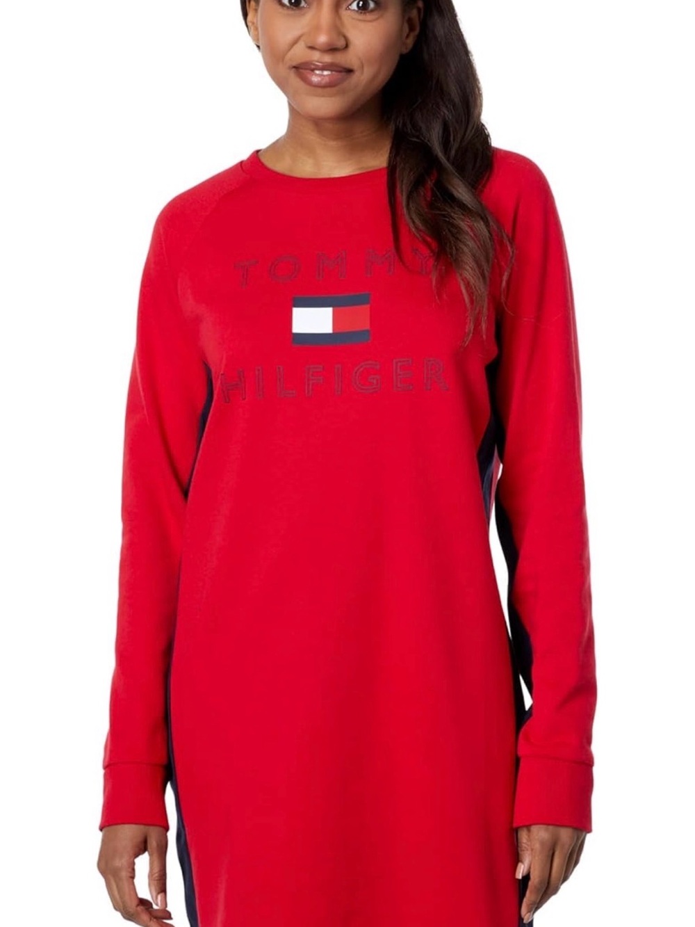 NWT Tommy Hilfiger Red Logo Hooded Sweatshirt Tunic size medium